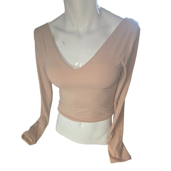 Reoria V-Neck Long Sleeve Crop Top*Cream*L*NWOT*Sexy*Sissy*Cosplay*Halloween - Picture 4 of 10